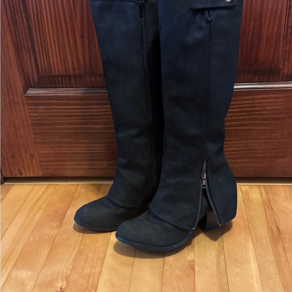 Fergie Black Over the Knee Boots